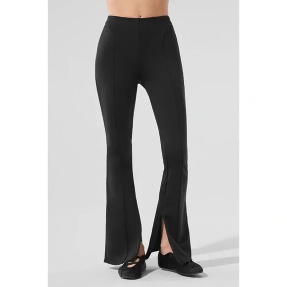 Alo Yoga Zip It Flare 7/8 Legging Womens Small Black High-Waist Pull On Athletic - Picture 1 of 14